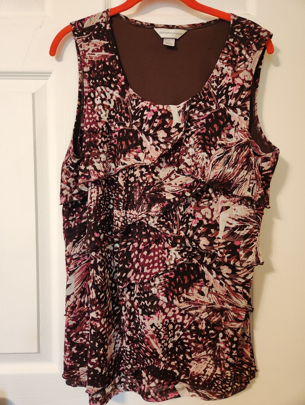Christopher and Banks, brown and pink sleeveless, sz xl